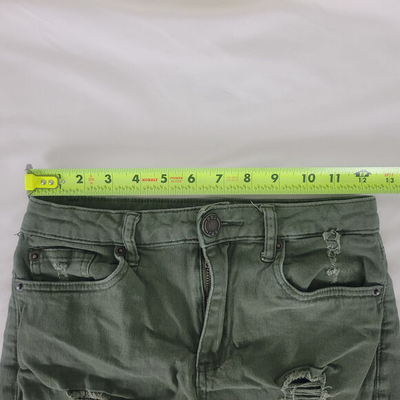 Boom Boom Denim Shorts Juniors 3 Green Jean High Rise Womens Distressed‎ - Picture 3 of 12